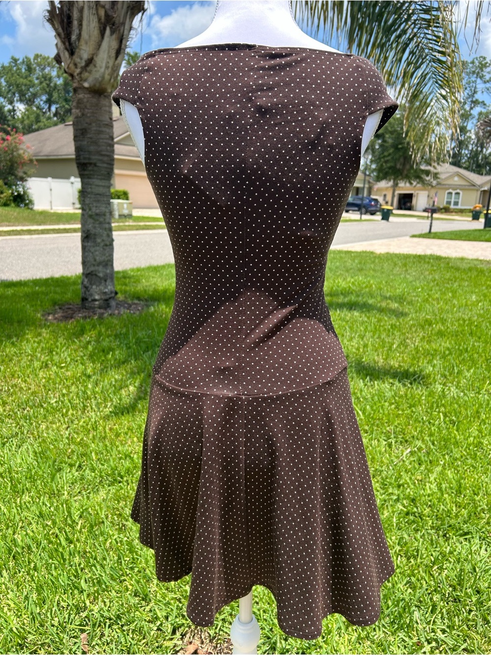 NWT🌷Reformation Lennie Lightweight Knit Dress in Chocolate Polka Dot Print - Picture 12 of 13